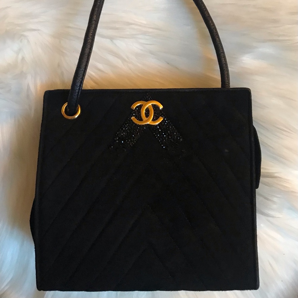 Authentic Chanel Suede Chevron Mini Shoulder Bag - image 3